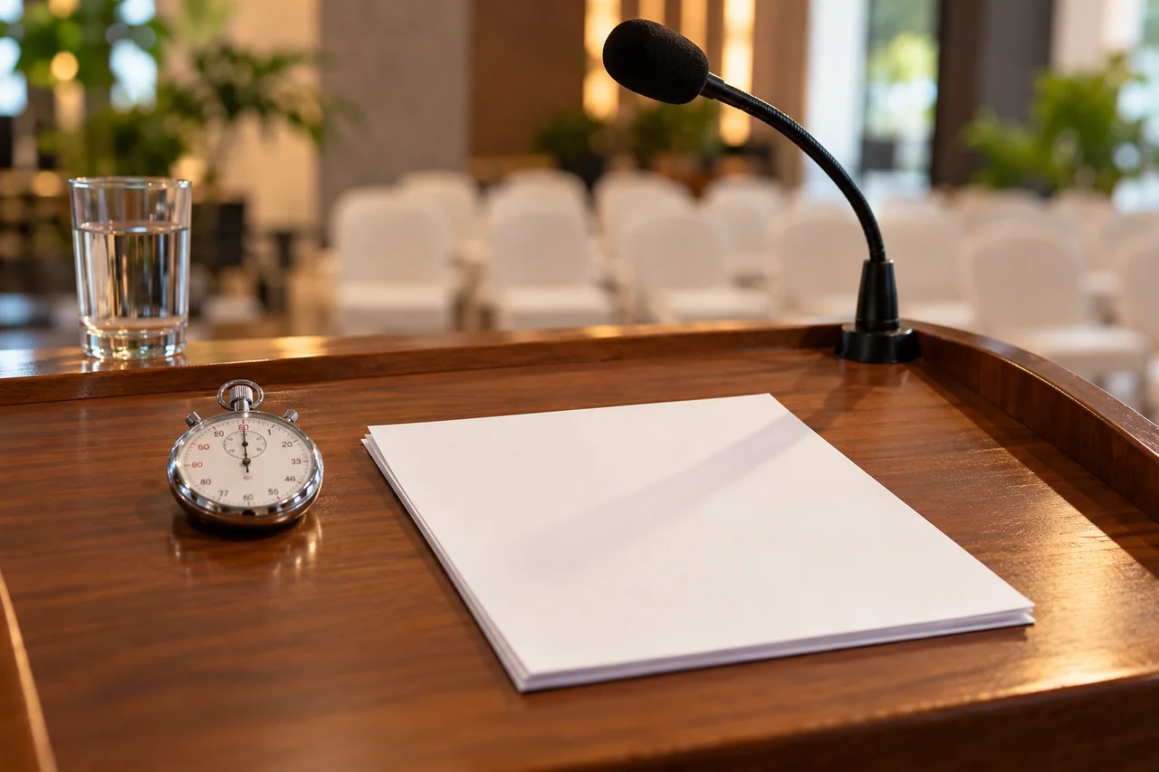 Stopwatch and blank speaking notes Stopwatch and blank speaking notes